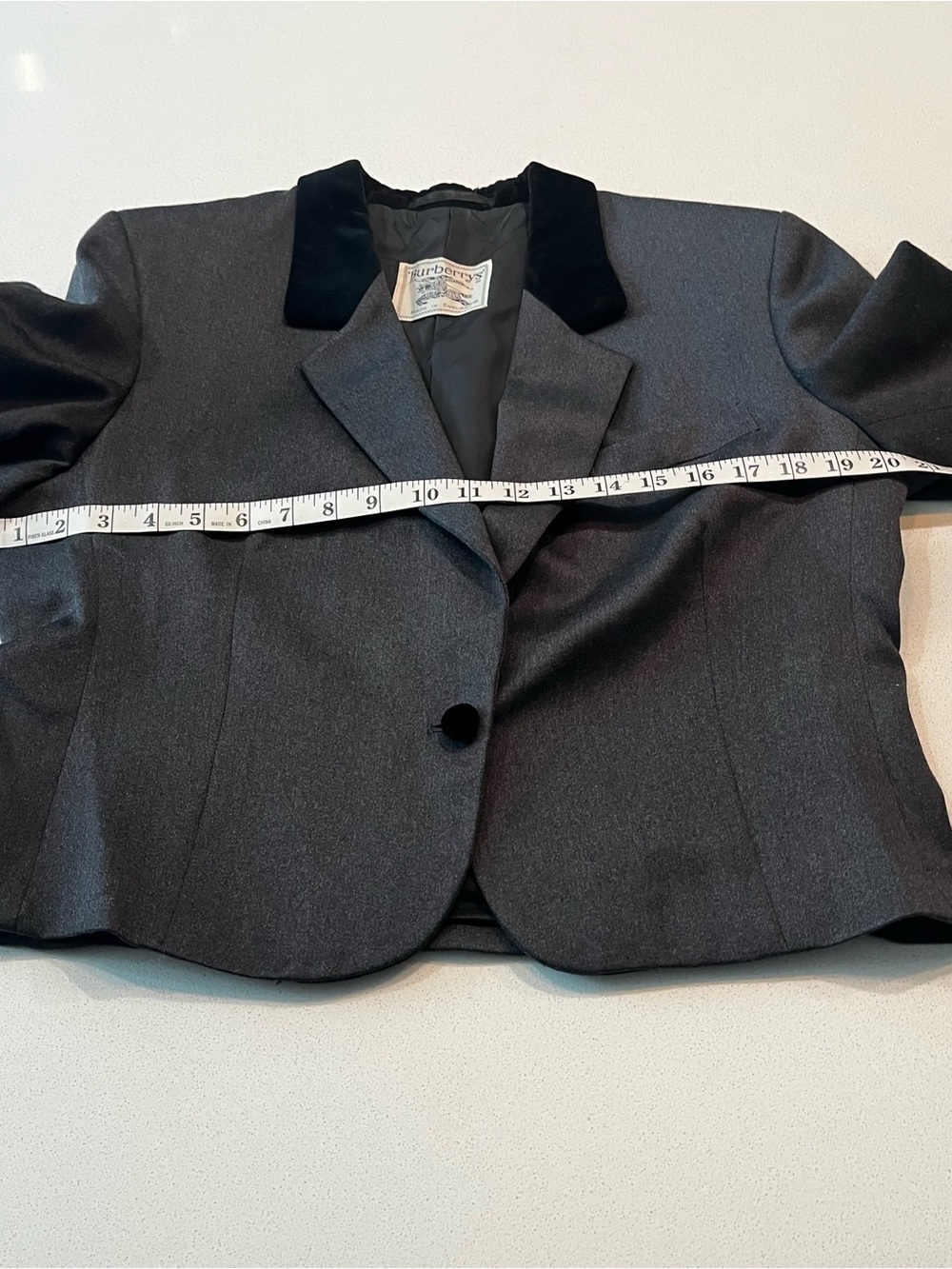 Vintage Burberrys Made in England 100% Wool Velvet Collar Blazer Jacket M - Picture 7 of 10
